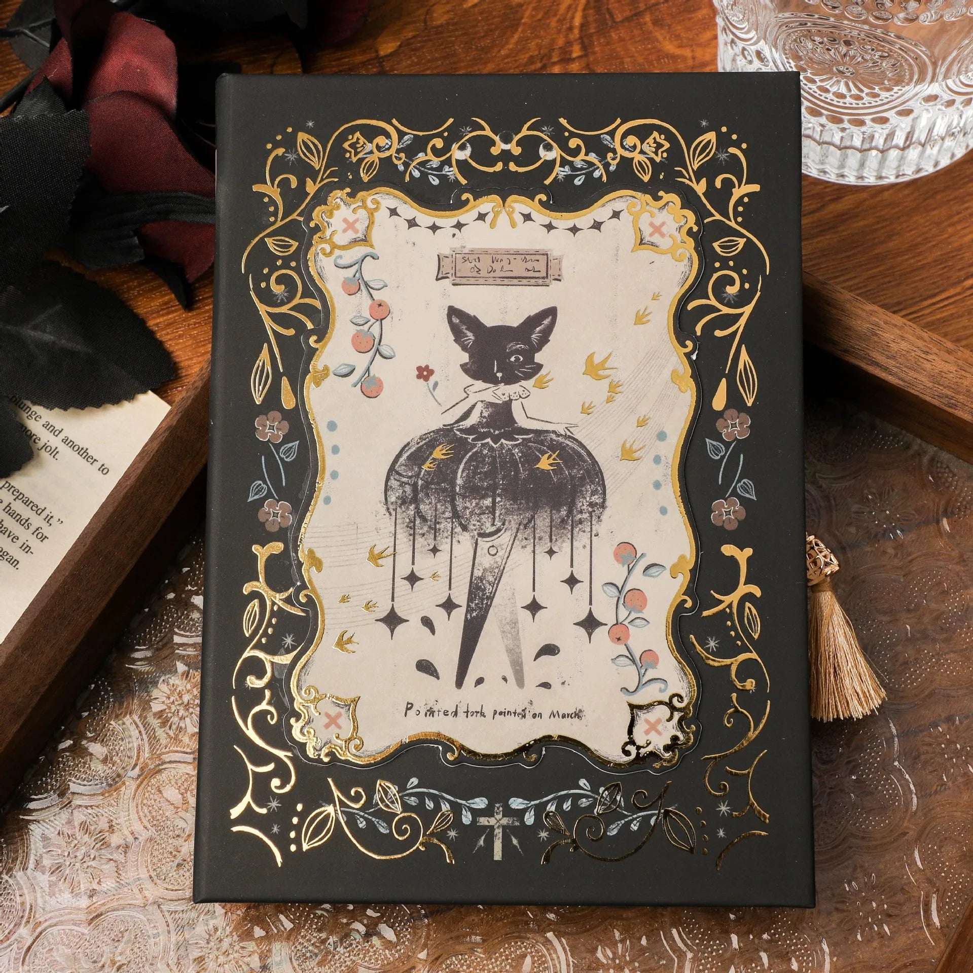 THALO Gothic style retro art A5 notebook showing cover design options with 40g wood pulp paper