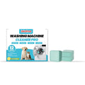 Pack of twelve white washing machine cleaning sheets for appliance maintenance.