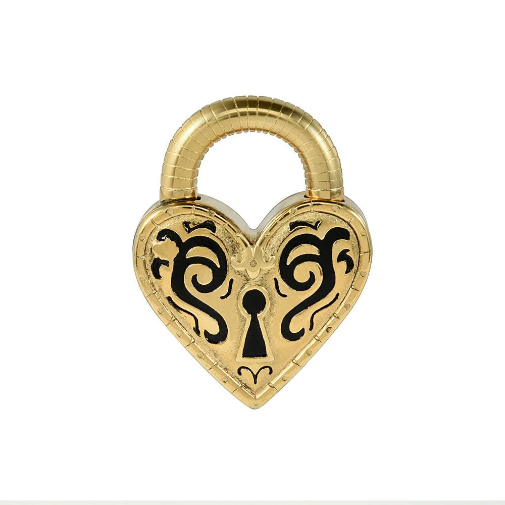 Heart-shaped stainless steel ear piercings in gold and steel colour options showing front and back views