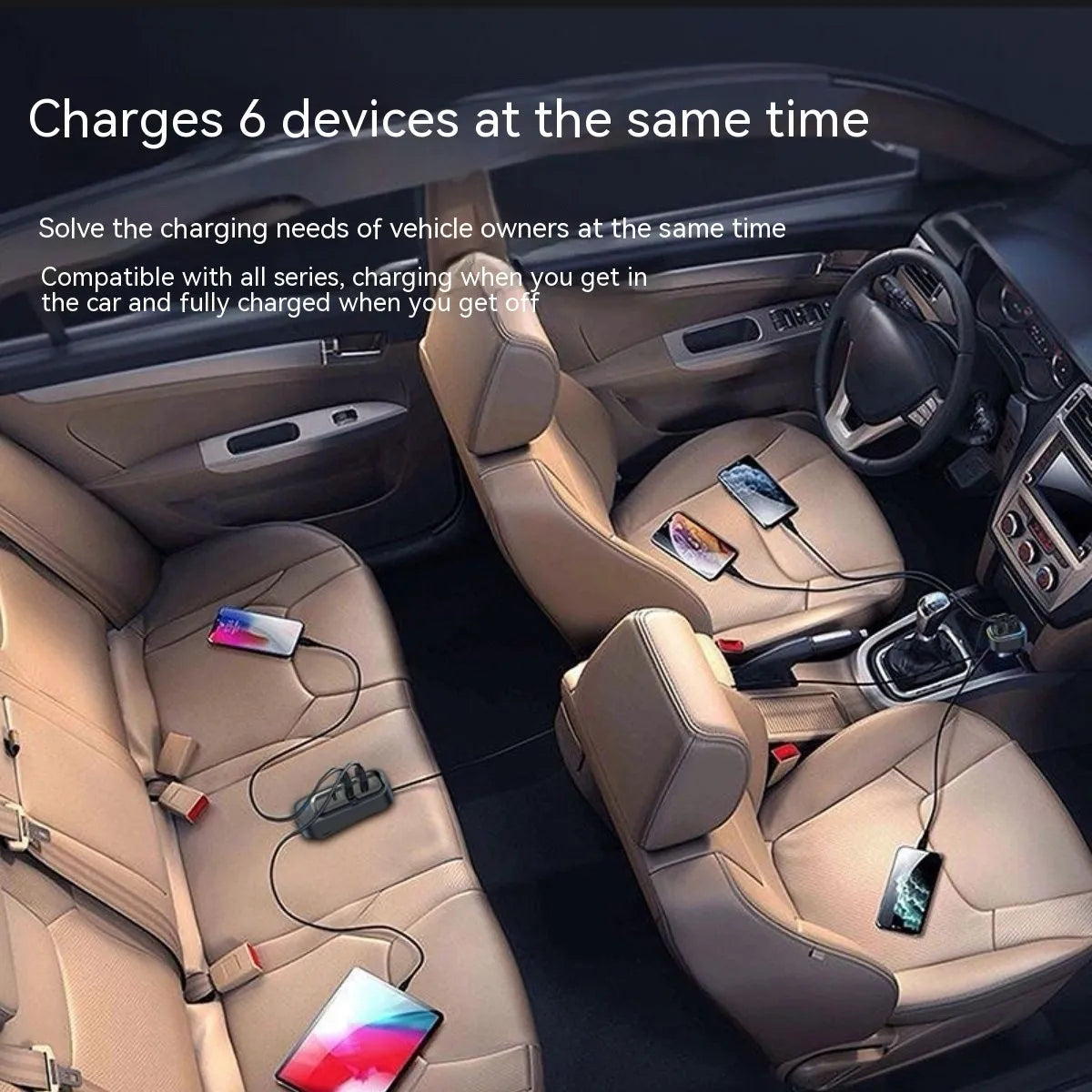 Automatic retractable car charger plugged into a vehicle cigarette lighter socket with its cable extended.