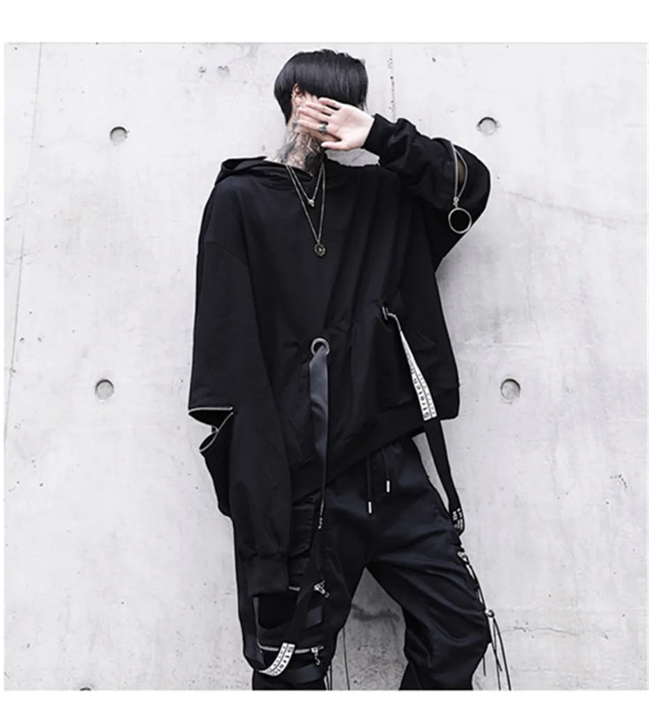Harajuku hip hop loose hoodie sweatshirt in solid colour with long sleeves and hood, sizes M to 3XL