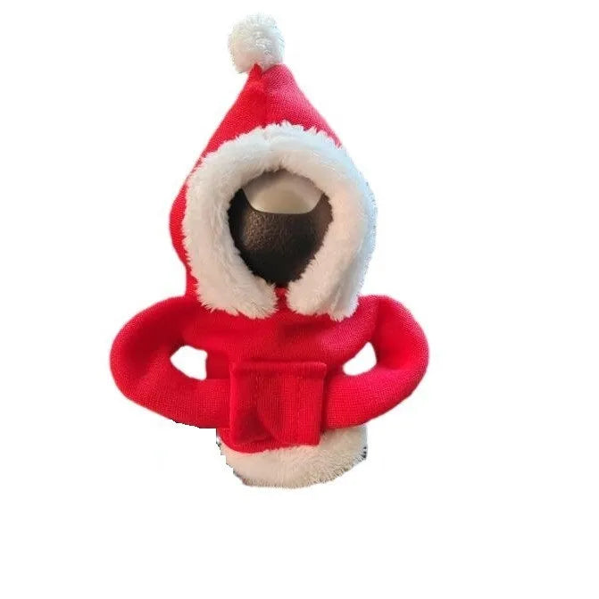 Red Christmas style gear lever hooded sweater protective cover with fleece lining