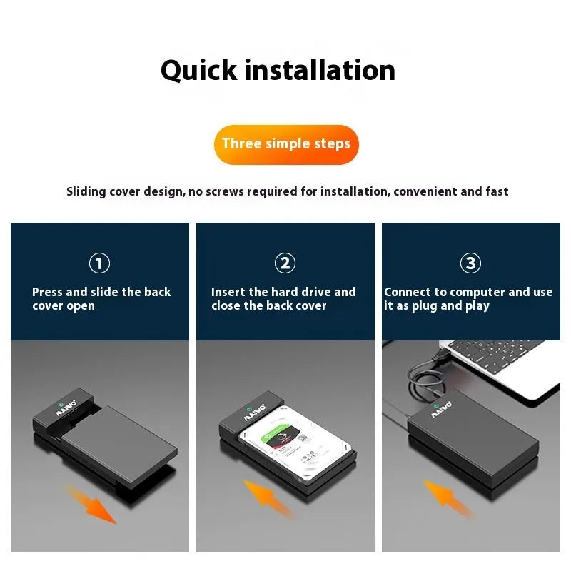 USB 3.0 hard disk enclosure for 3.5 inch SATA drives with sliding cover and multiple colour options