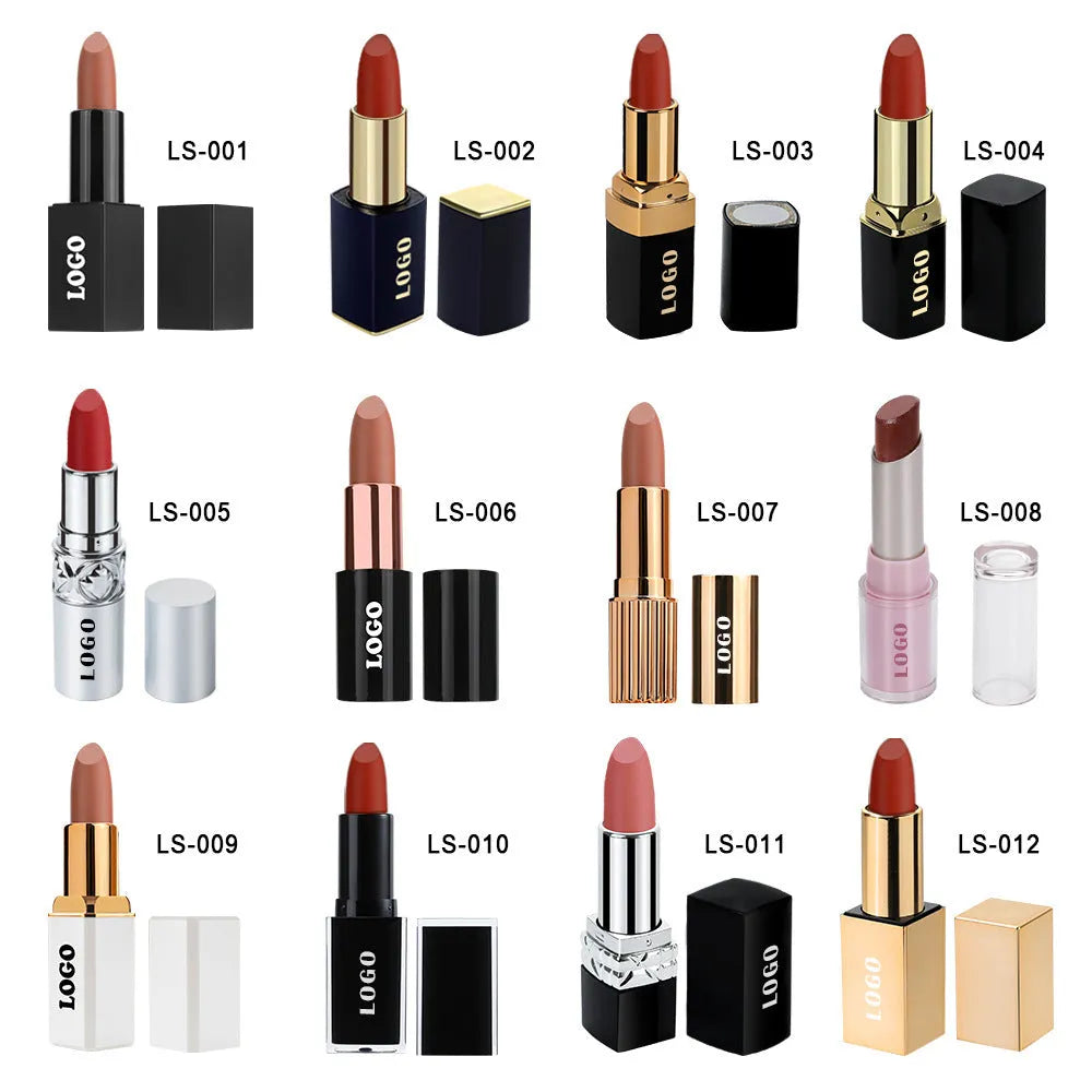 Matte finish waterproof lipstick in one of 24 colours, showing long-lasting nonstick lip colour.