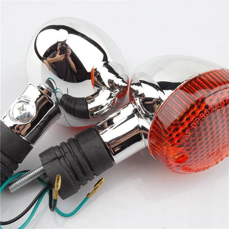 Motorcycle front and rear turn signal accessories set with soft rubber bulb assembly and lamp holders