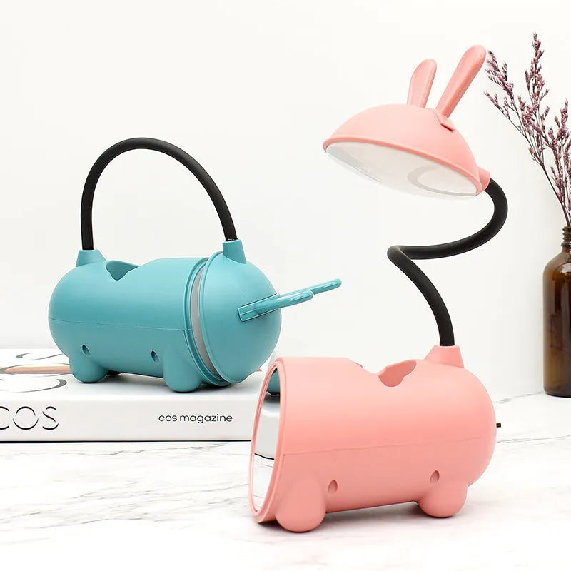 Cartoon-style desk lamp with integrated pen container in modern simple design