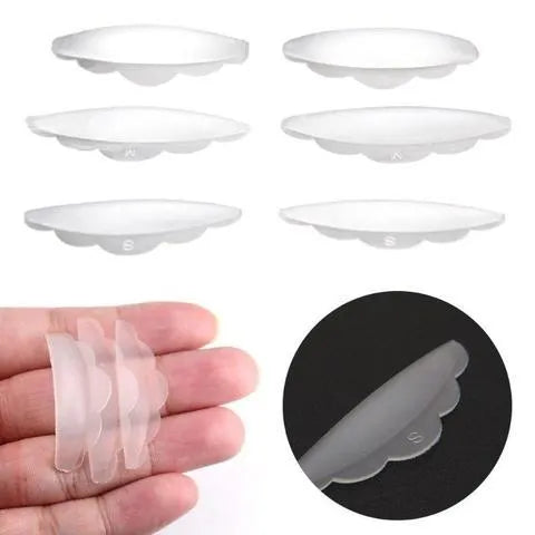 Yuemeixuan silicone eye lash shields pads in green and transparent colours for eyelash extension protection