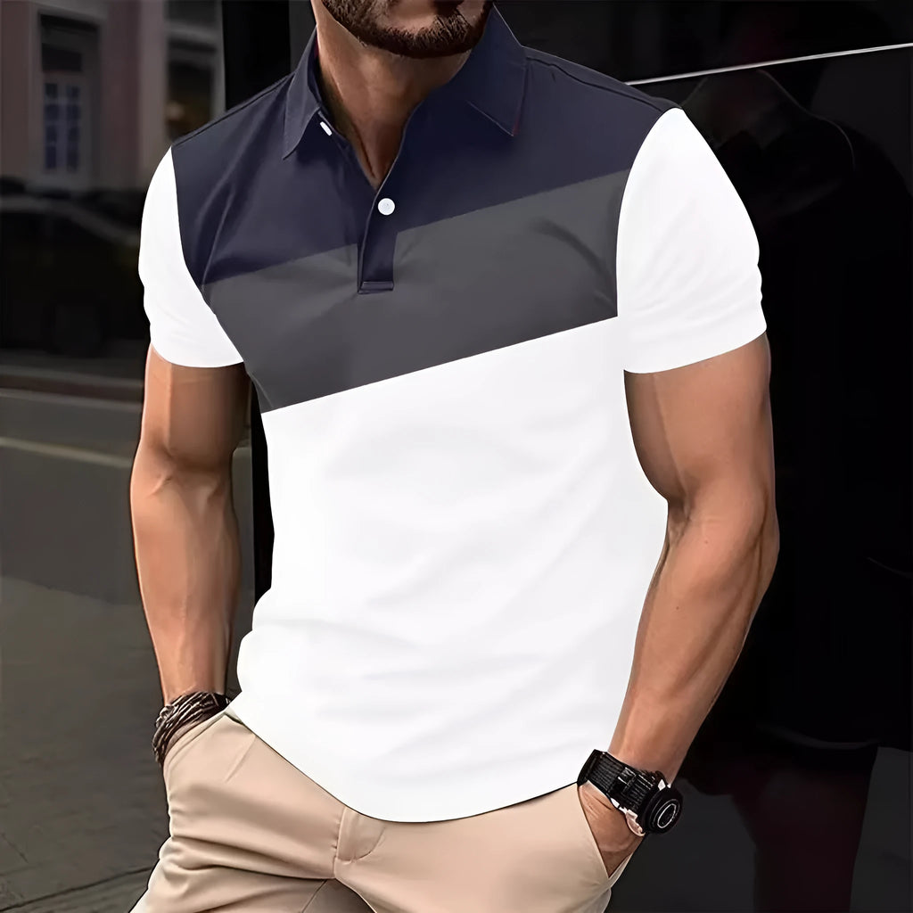 Men's loose grey T-shirt with a colourful 3D digital printed graphic design on the front.