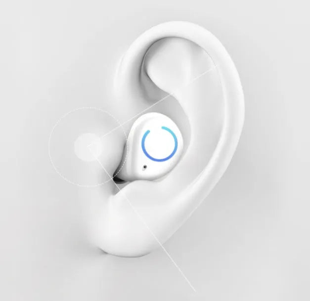 M18 true wireless stereo in-ear headphones in black and white colours showing compact design