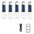 Five solar-powered lantern-shaped outdoor lights with warm white LED illumination
