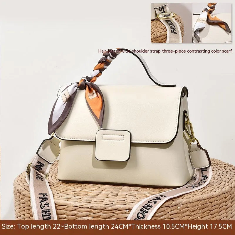 Women's soft PU crossbody bag in horizontal square shape with double shoulder straps, available in five colours