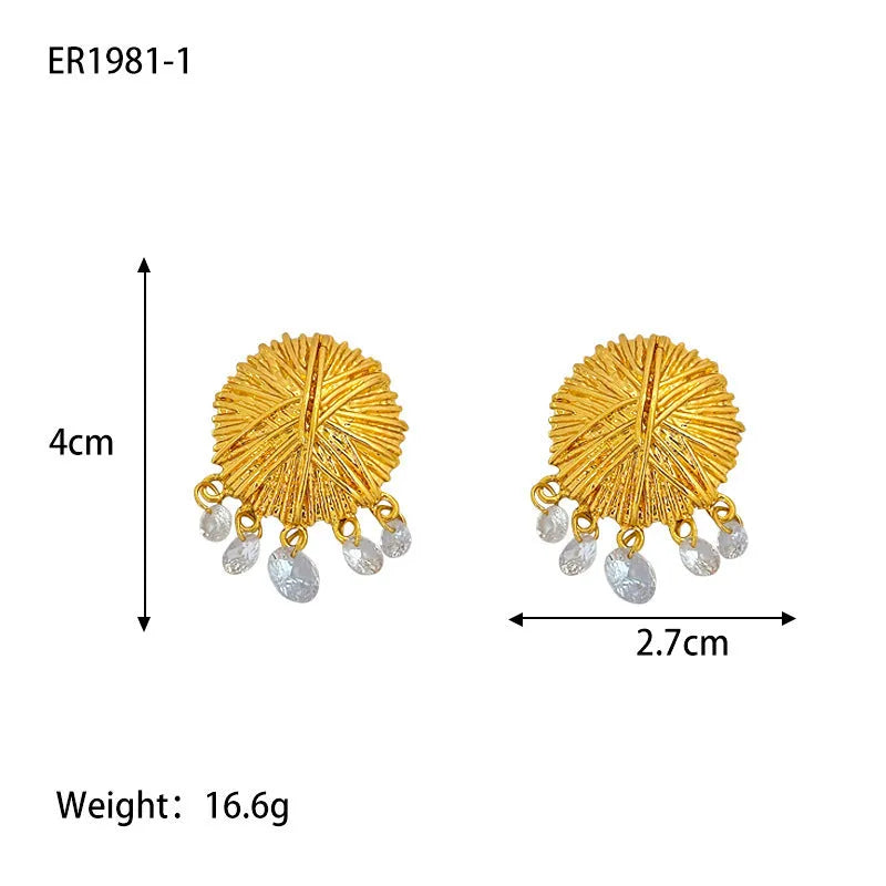 Gold electroplated geometric round hoop earrings for women