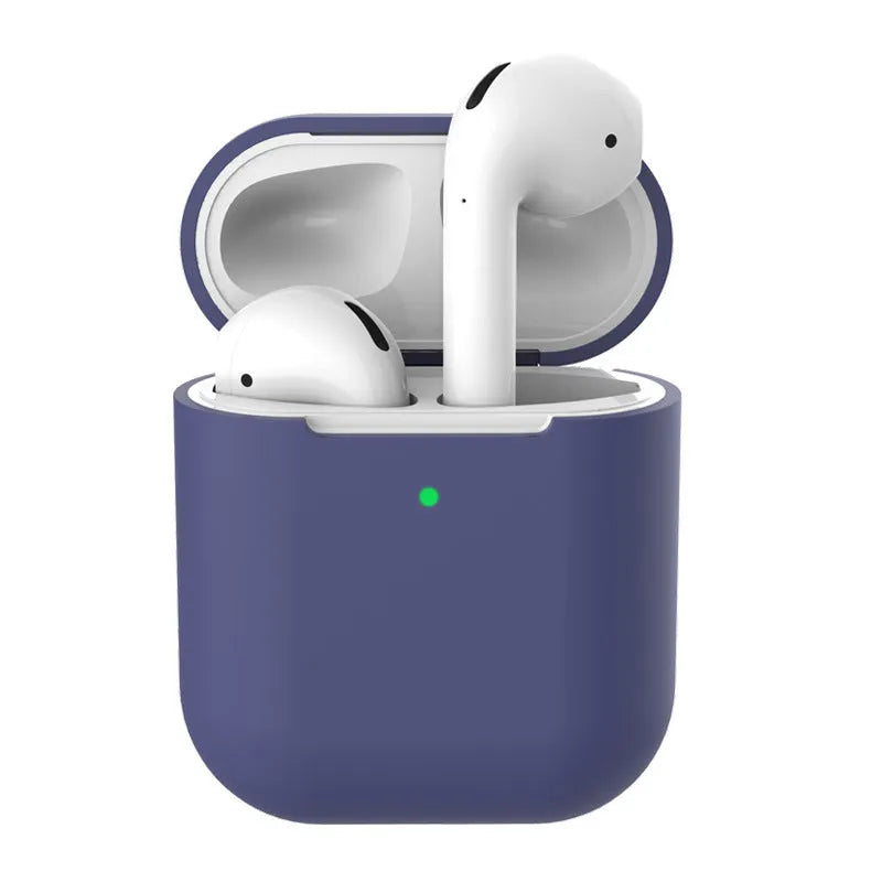 Silicone clamshell protective case for Apple AirPods 2 in multiple colour options.