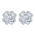 Close-up of women's heart-shaped zircon earrings in 925 silver with a white gold colour finish.