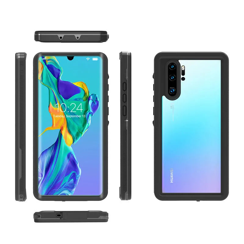 Huawei P30 phone case with wave pattern design in black or grass blue colour