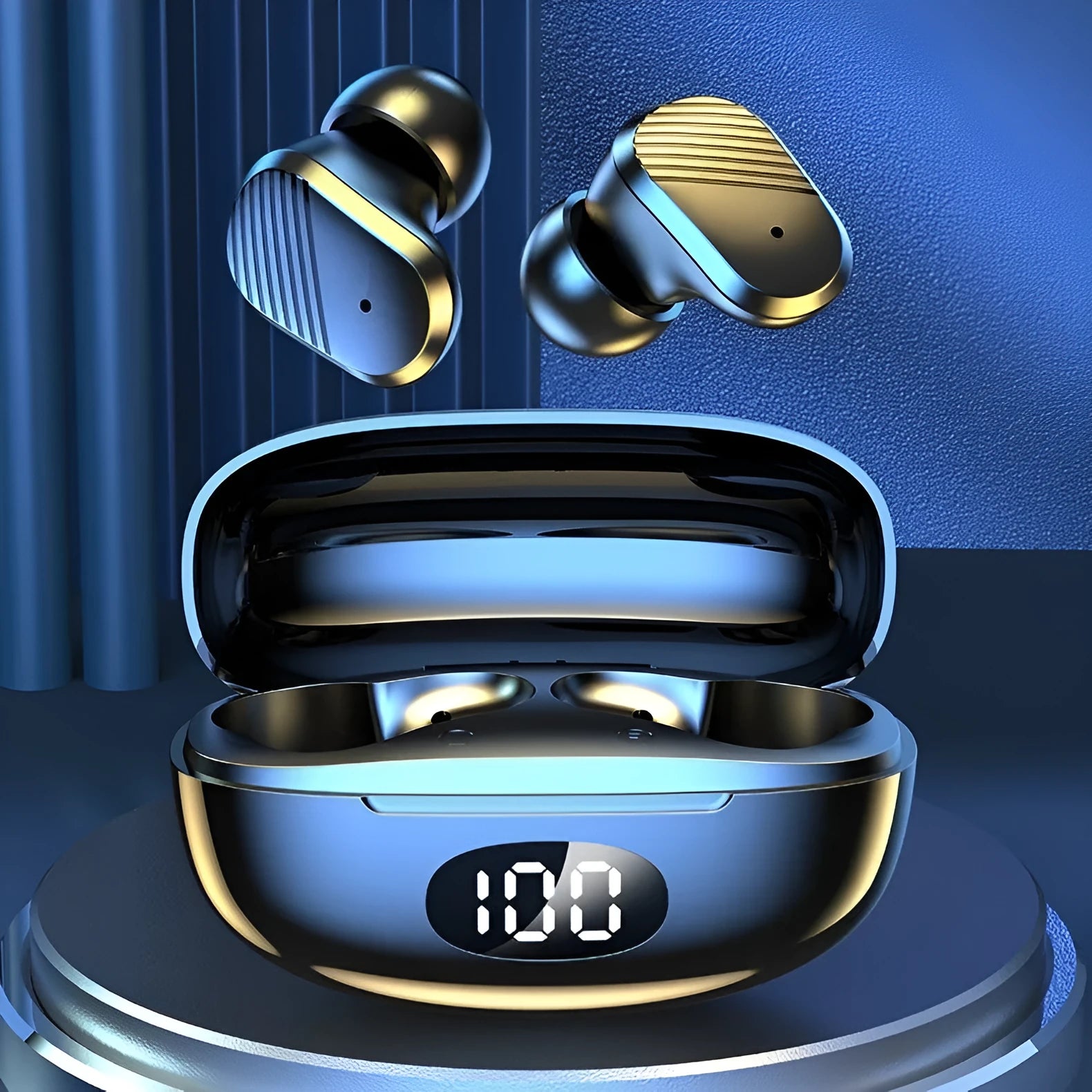 T2 Flagship Black true wireless mini in-ear Bluetooth headset with fingerprint control