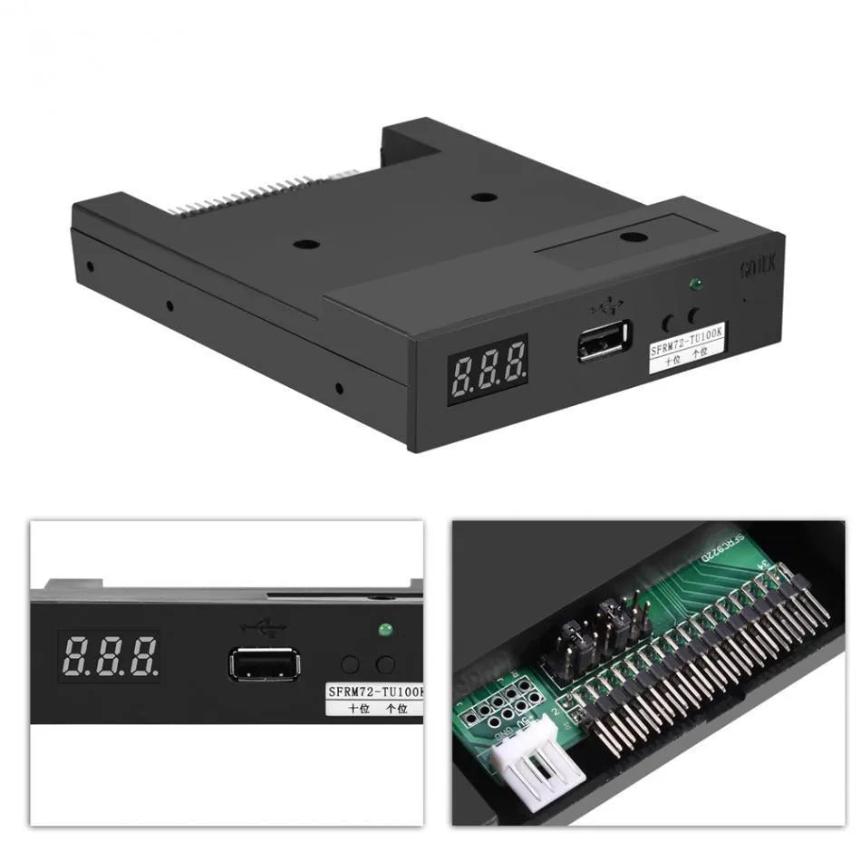 SFRM72-TU100K black ABS USB floppy drive emulator with 34-pin connector and screws