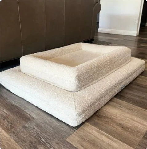 Rectangular pet sofa bed with thickened mattress, cloth cover, in a colour option suitable for dogs