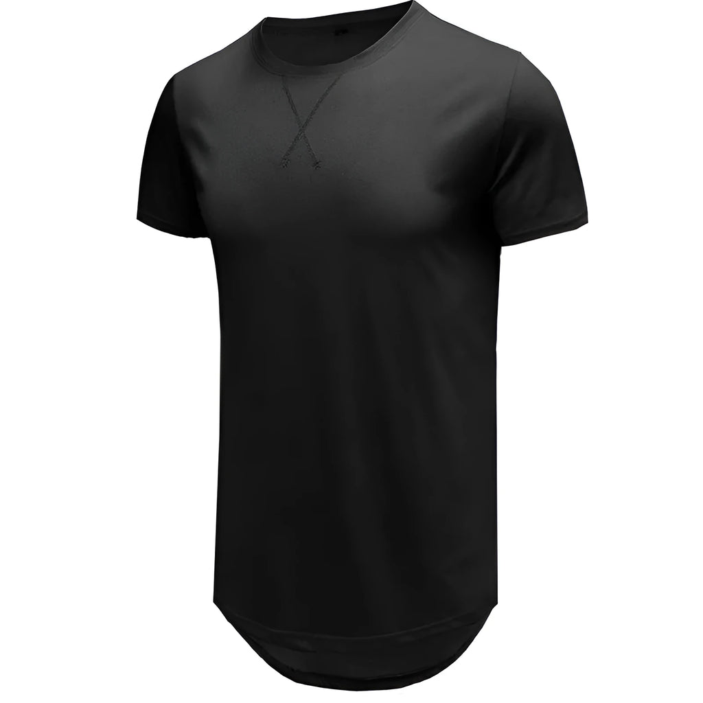 Men's slim fit short-sleeved cotton t-shirt on a hanger, shown in khaki colour.