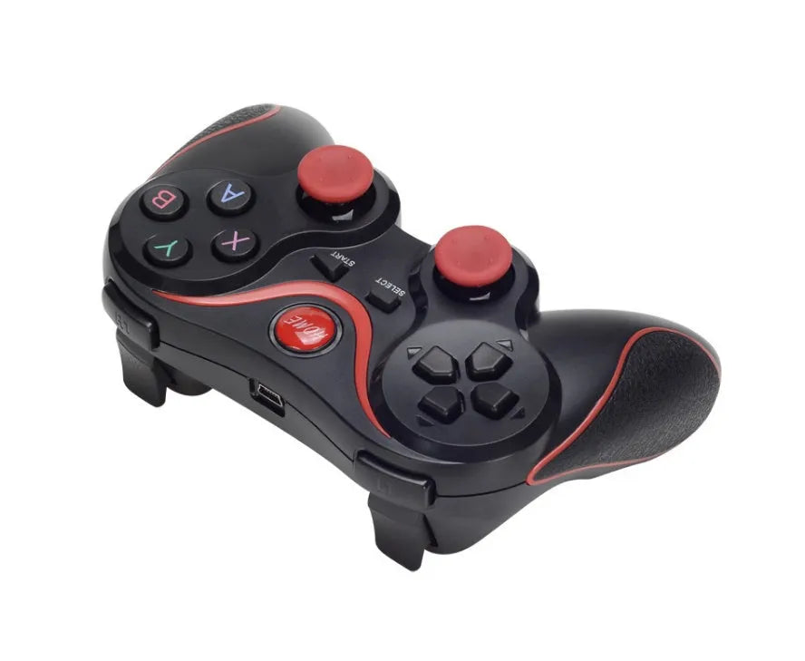 Upgraded X3 Bluetooth wireless game controller for Android phones in black or white, shown with phone clip attached.