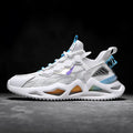Mesh breathable casual sneakers for men with laces and low heel in white black beige
