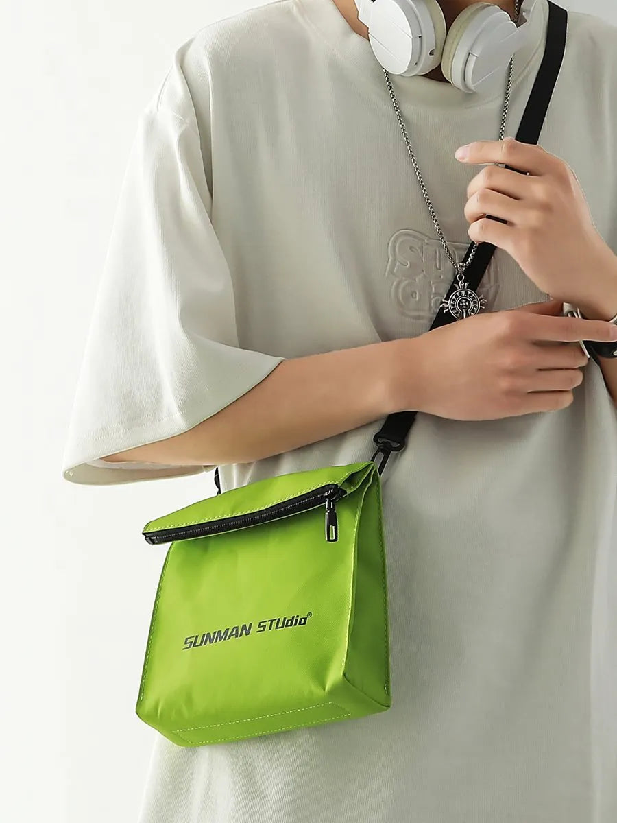 Street style messenger bag backpack in polyester Oxford fabric with sewing line detailing