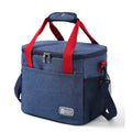 Grey insulated crossbody picnic bag with shoulder strap and 15 litre capacity.
