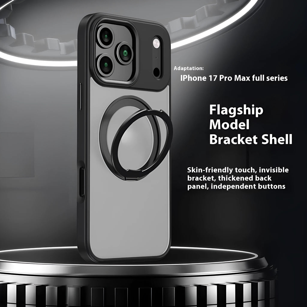 360 rotating magnetic phone case for iPhone 17 Pro Max in Desert Gold with invisible bracket