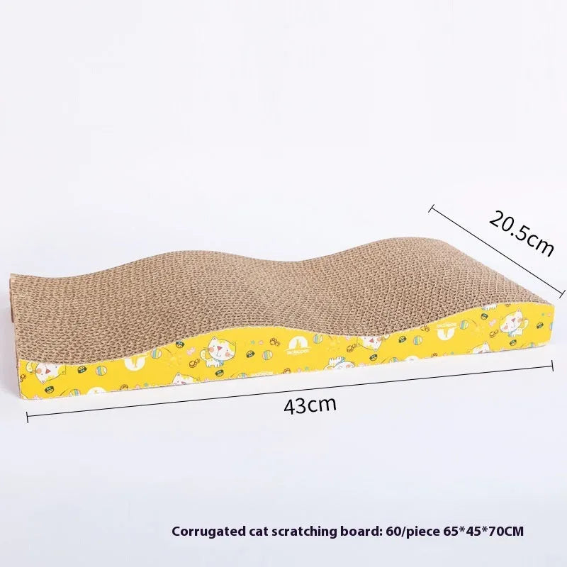 Corrugated paper cat scratch board with leather trim in seven shape styles