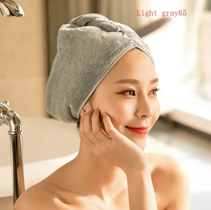 Microfiber hair drying cap for women in assorted colours measuring 60cm by 25cm