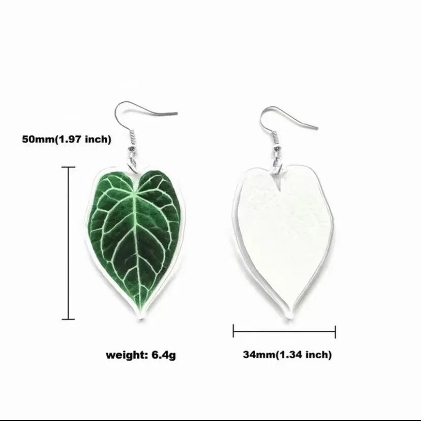 Acrylic flower leaf geometric earrings for women in natural style with three colour options