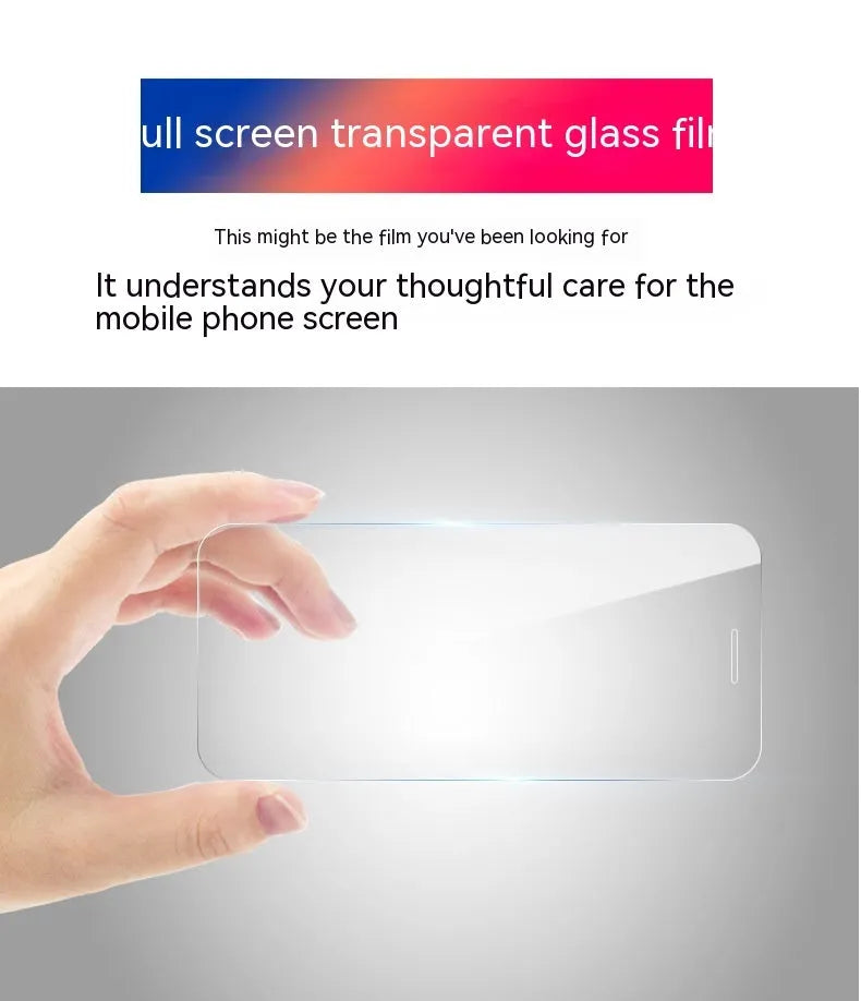Samsung phone tempered glass screen protector showing fullscreen coverage and anti-fingerprint surface.