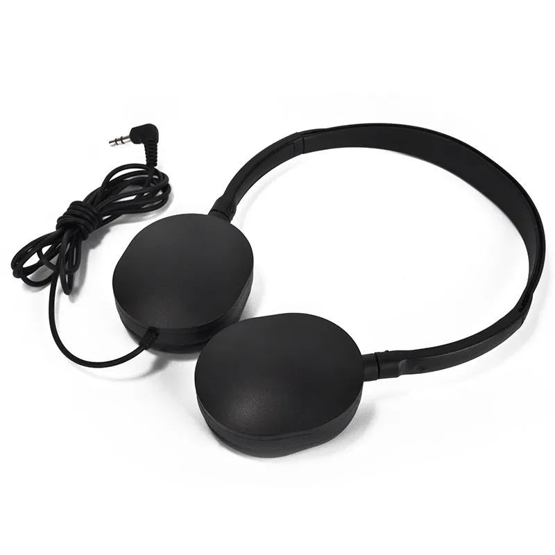 Retro solid colour over-ear headset with silicone headband and 1.2m cable shown in black