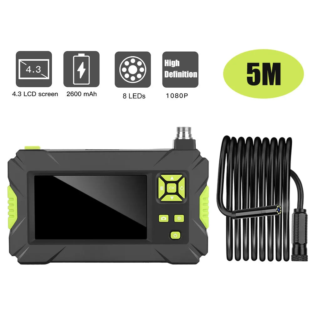 P30 endoscope HD camera with green probe and 4.3-inch colour LCD display