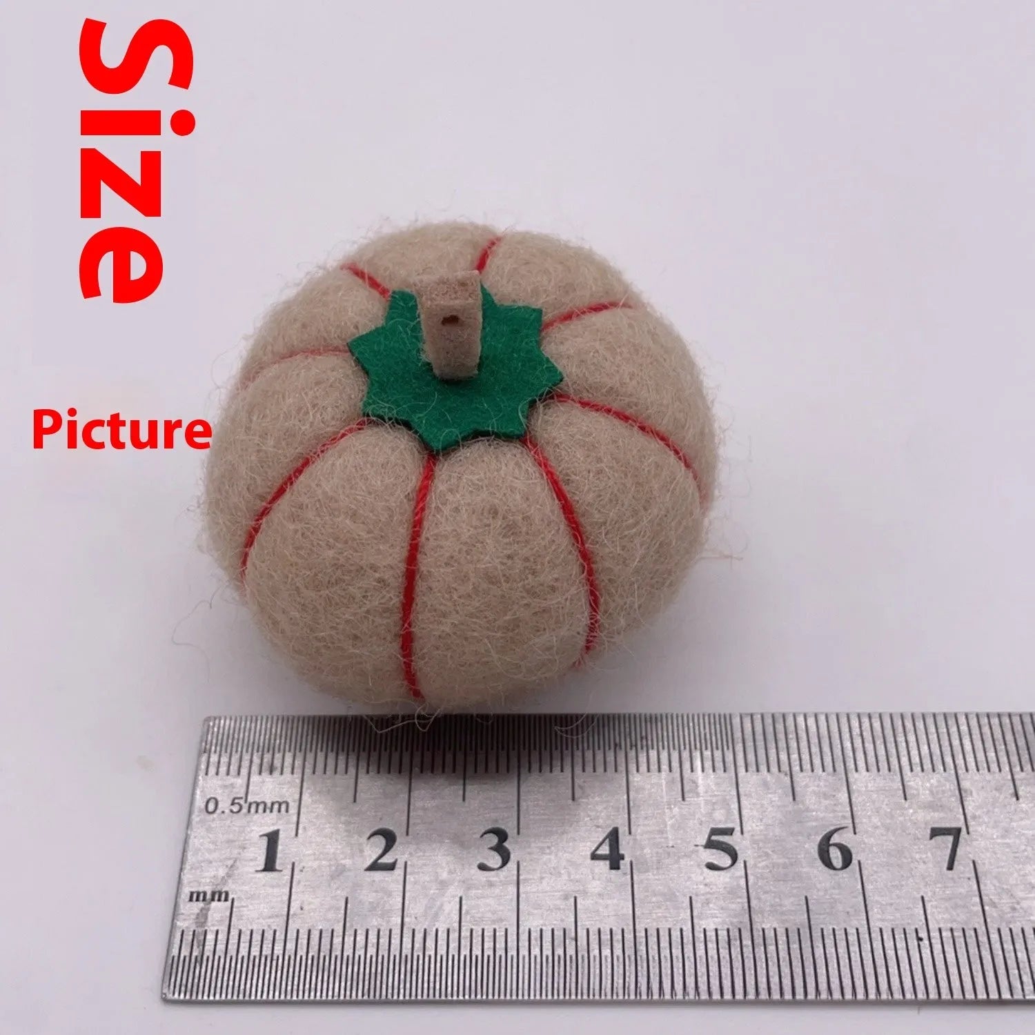 Wool felt pumpkin ornaments for doll decoration in six colours, 5cm diameter