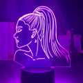 Slim European style acrylic 3D LED night light with colourful illumination on a black base.