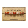 Handmade red geometric bracelet with sunstone, redstone, and copper beads.