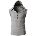 Eminem sleeveless hoodie for men in solid colour, slim fit pullover with hood, cotton blend summer top