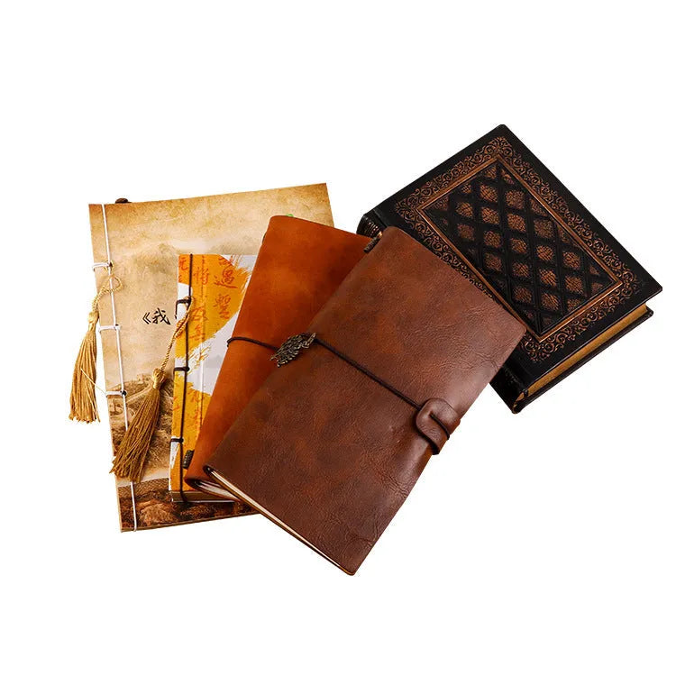 Imitation leather notebook in black gold colour with sketch paper pages, compact 12.3x17cm size
