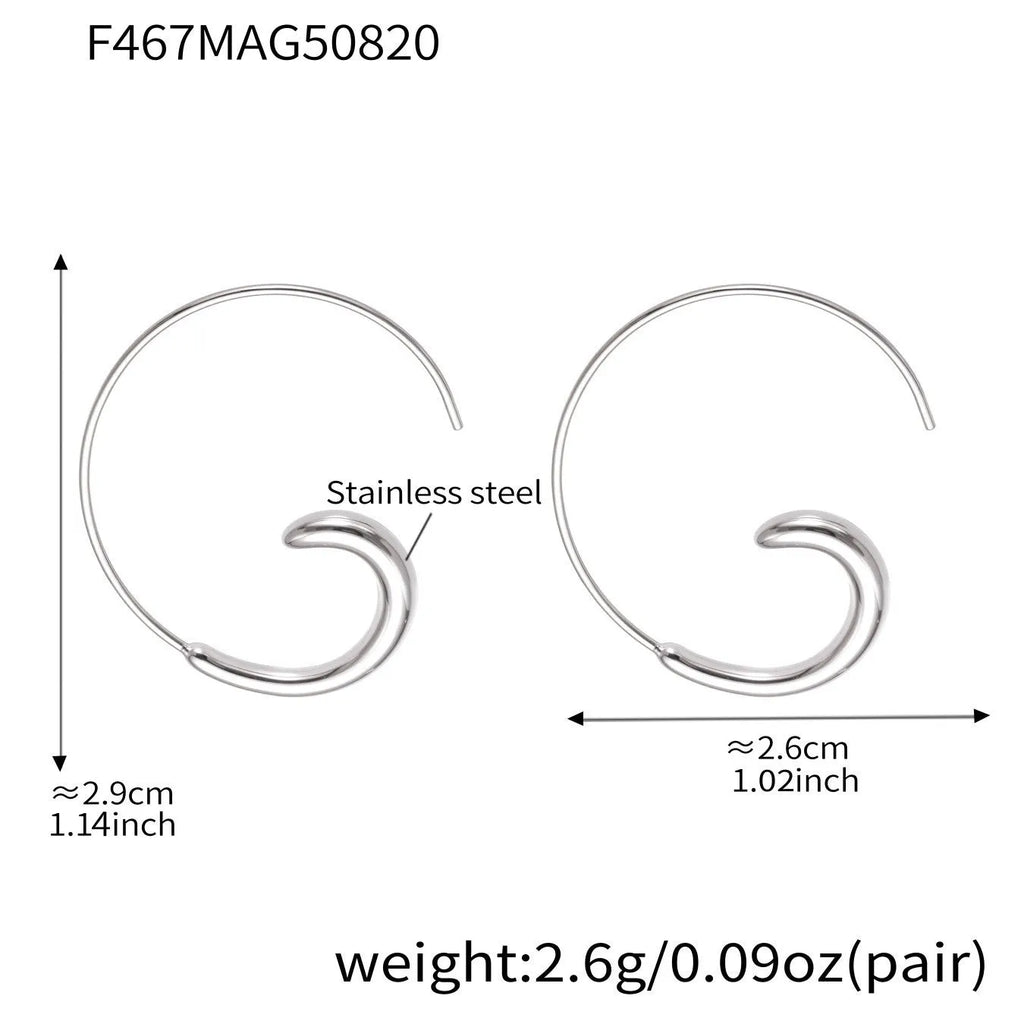 Gold-plated stainless steel geometric ring earrings for women, ins style, one pair, gold or steel finish