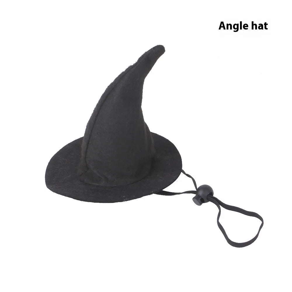Pet cat wearing Halloween pumpkin hat costume with embossed cloth design