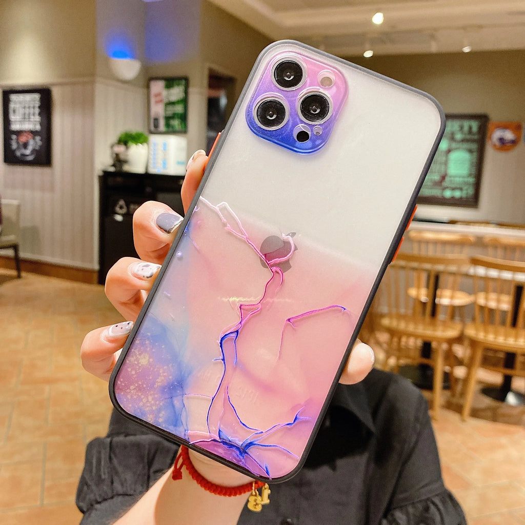 Watercolour shell print contrast colour TPU phone case for iPhone 11 in T1 ink blue
