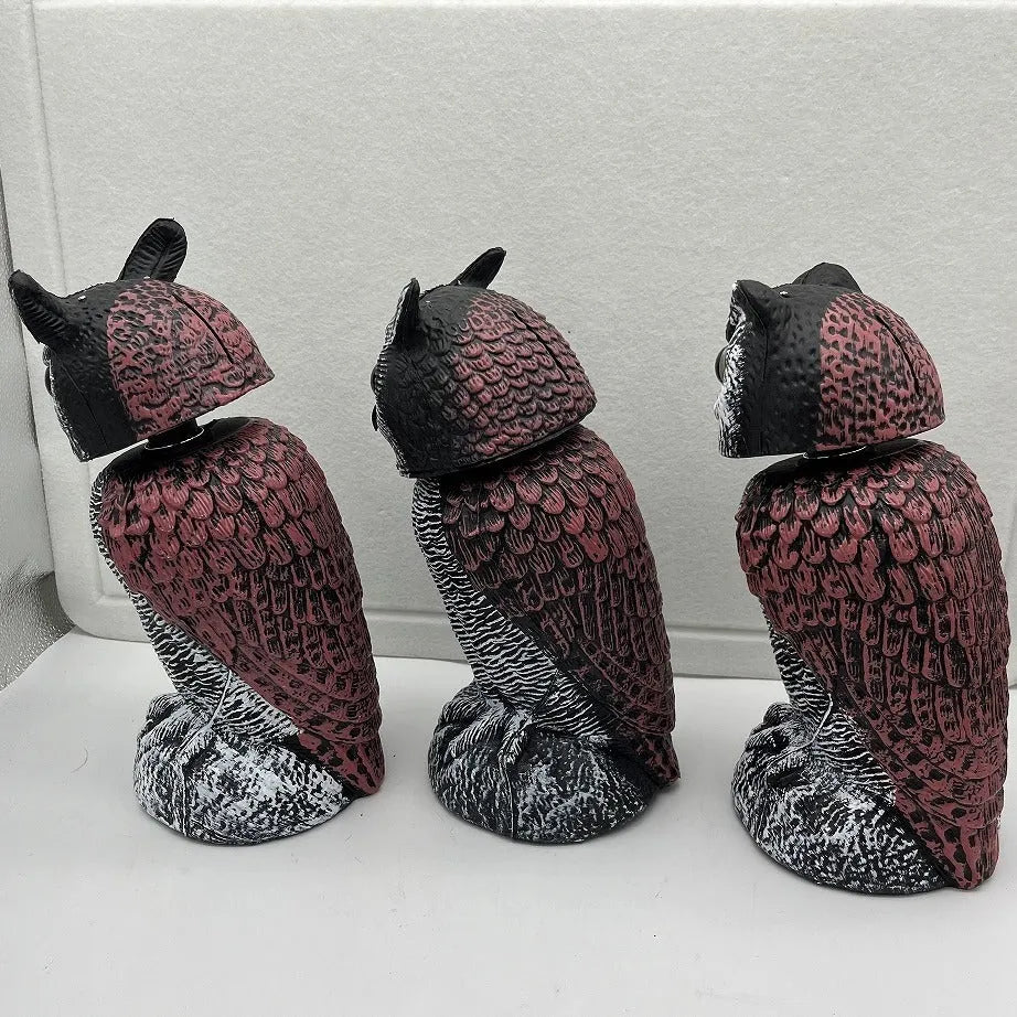Artificial owl bait ornament with shaking head, made from white PE plastic, showing round ear design.