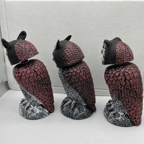 Artificial owl bait ornament with shaking head, made from white PE plastic, showing round ear design.