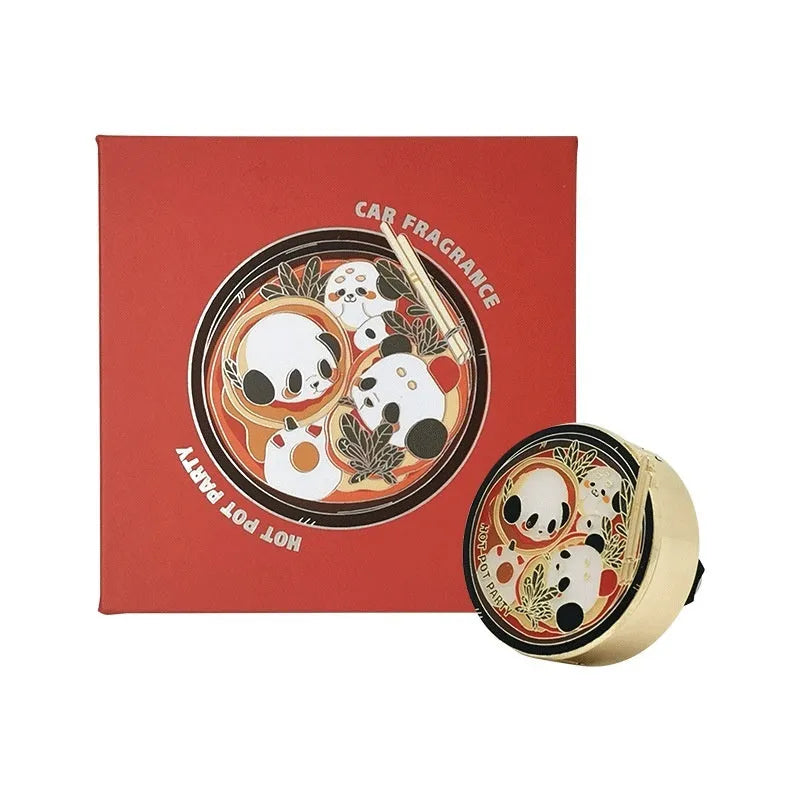 Panda hot pot design car fragrance diffuser with diatomaceous earth tablets for vehicle air freshening