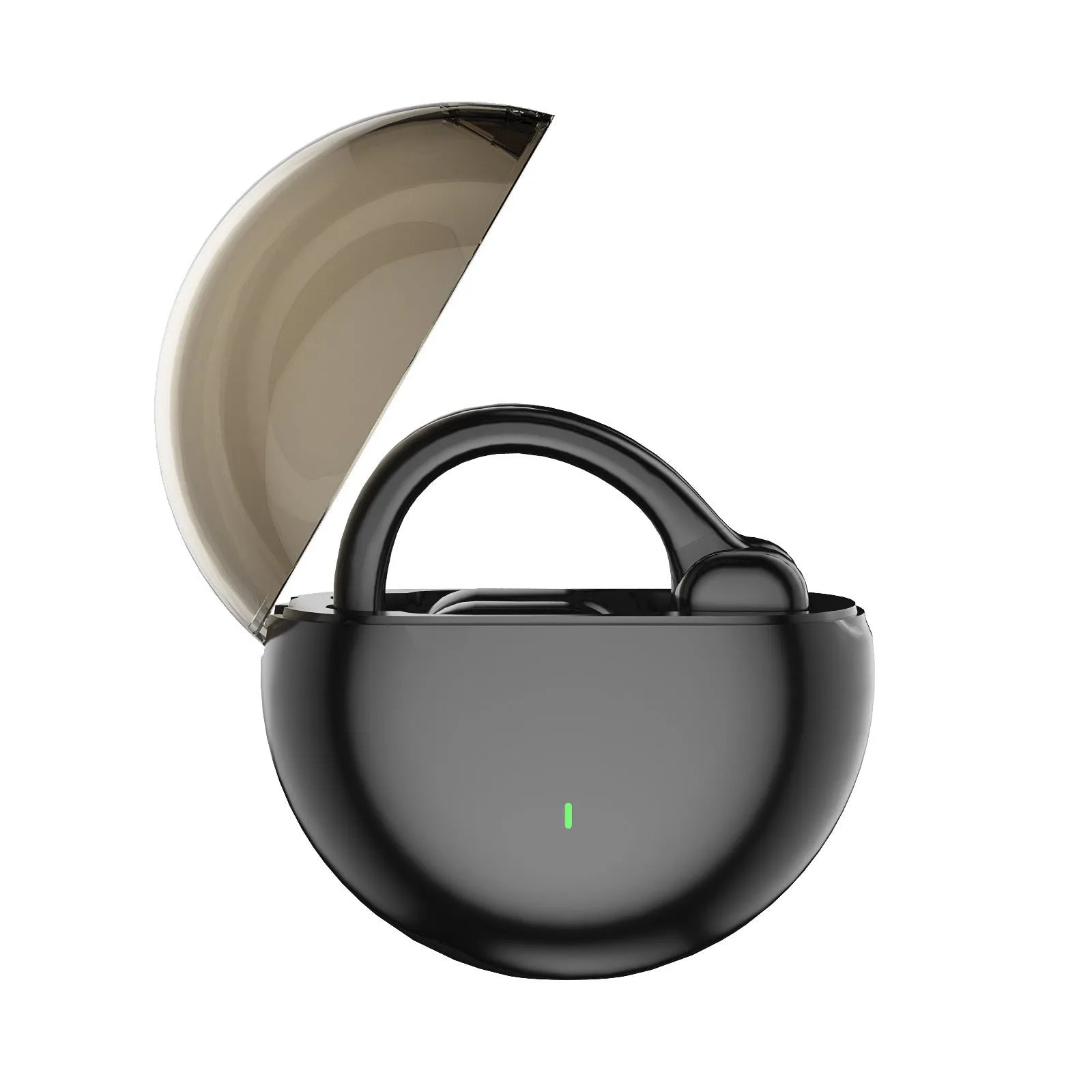Black wireless Bluetooth headset with noise reduction and breathing light, ABS construction, for sports use
