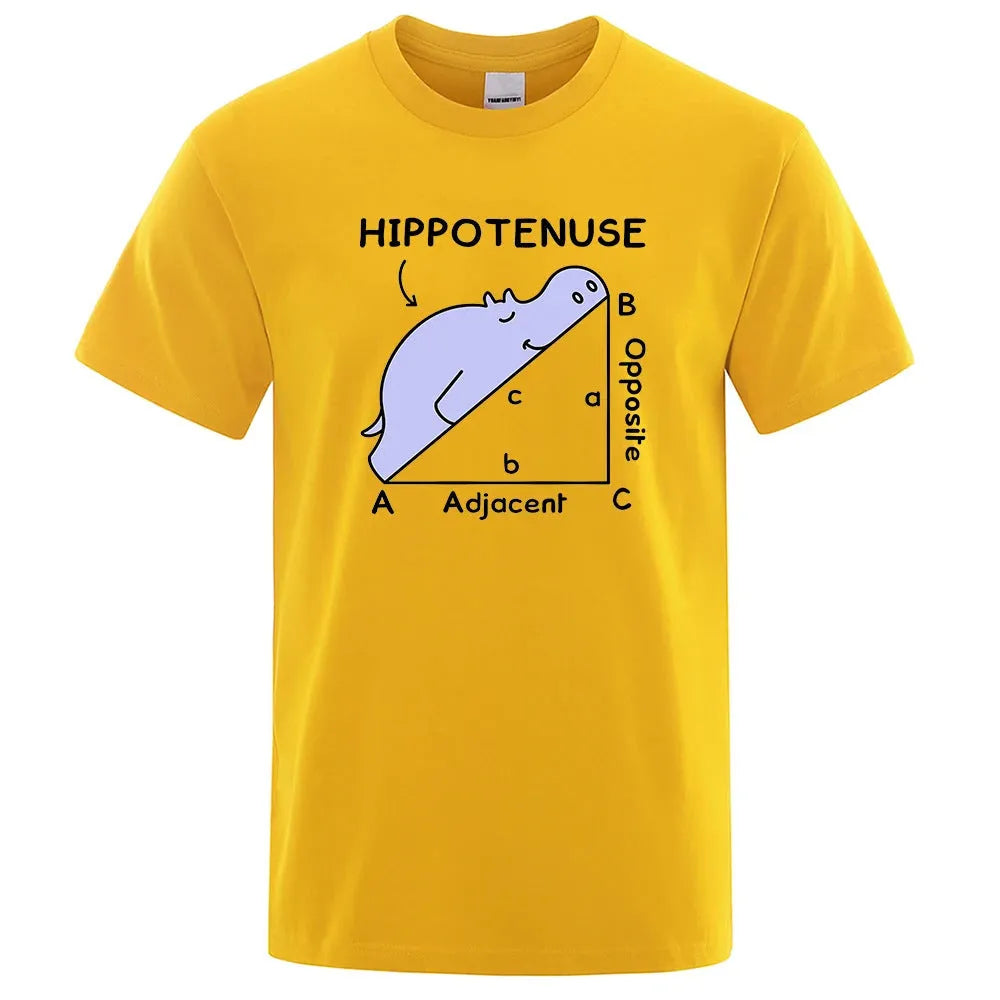 Cotton t-shirt with humorous Hippotenuse Opposite Adjacent printed design in loose fit style