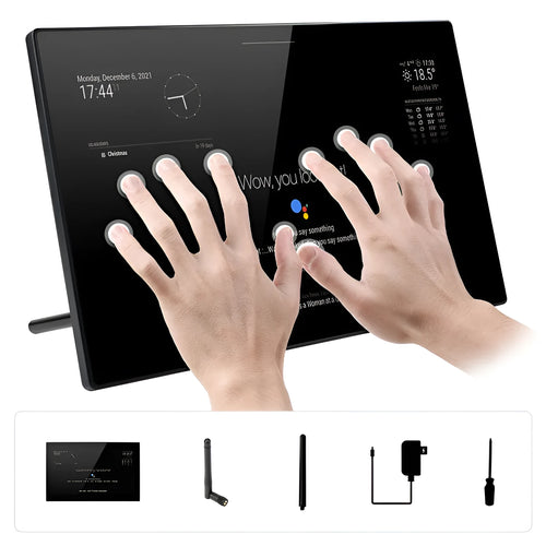 13.3-inch black integrated computer voice assistant touch display panel with ABS housing.