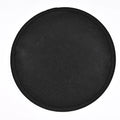 Black round fireproof barbecue mat on grass, available in 11 24 36 48 inch sizes
