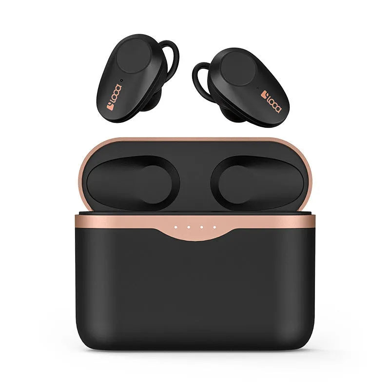 Black wireless Bluetooth headset with earbuds and charging stand featuring ANC noise reduction